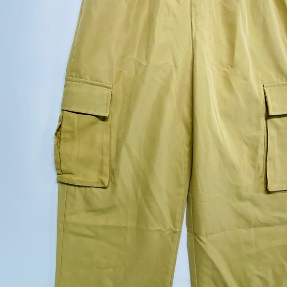 SHEIN Women Mustard Cargo Pants Elastic Waist Wide Leg Size S - Picture 3 of 13